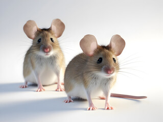Two cute mice. Funny rodents.