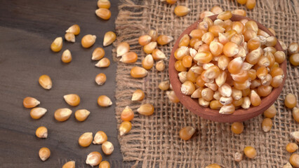 Raw Corn Seeds or Corn kernels are from Maize is a grain, and the kernels are used in cooking as a vegetable or a source of starch.