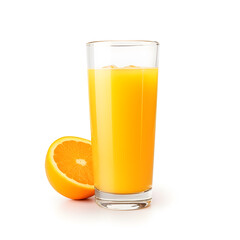 Orange juice glass isolated on white background
