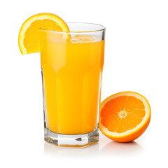Orange juice glass isolated on white background