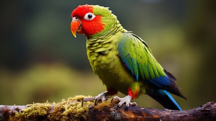 Obraz premium Lush rainforest canopy teeming with exotic birds, monkeys, and hidden wildlife sounds