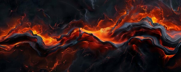 Close-up smooth lava flow abstract wallpaper. Red hot flowing lava texture background. iPhone wallpaper - obrazy, fototapety, plakaty