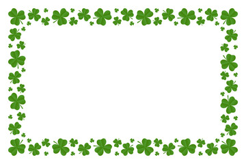 Rectangle frame of shamrocks. Vector graphics