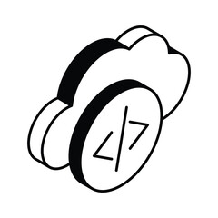 Creative isometric icon of cloud coding, ready to use and download