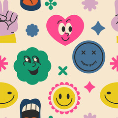 Cute Playful Icons Seamless Pattern
