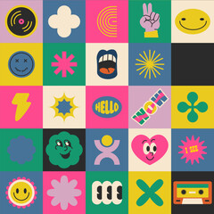 Fototapeta premium Minimalist Geometric Shapes Colorful Grid