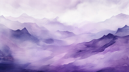 Image of the beauty of nature, mountains, fog, purple, pastel purple wave beauty. The concept of...