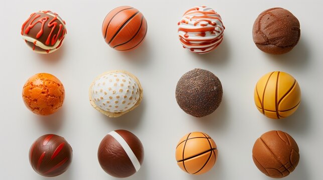 Chocolates In Shape Of Different Kind Of Sports Balls 