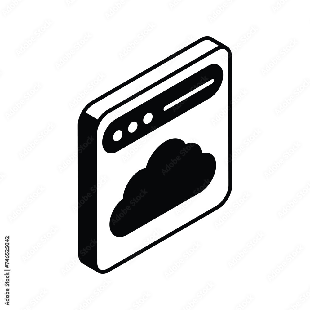 Wall mural cloud inside website isometric icon of cloud website, ready to use vector