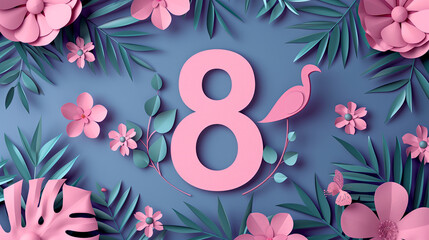Creative layout for the International Women's Day with floral number 8, with reference to March 8th.