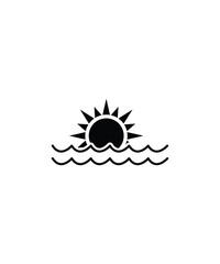 sun with sea icon, vector best flat icon.