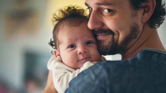A Father's Love for His Baby - A Heartwarming Embrace. Fictional Character Created By Generated By Generated AI.