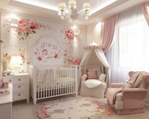 Mock up poster in children bedroom interior background, Scandinavian style, 3D render