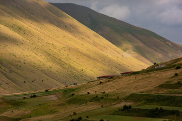 beautiful panorama of the Plain of Castelluccio of Norcia, Umbria