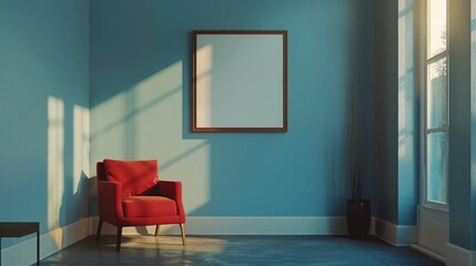 modern living room wall frame mockup