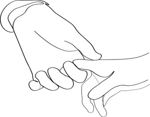two hands reaching out one line  illustration