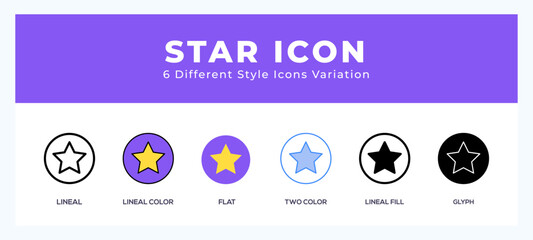 Star icon symbol. isolated. vector illustration with different styles