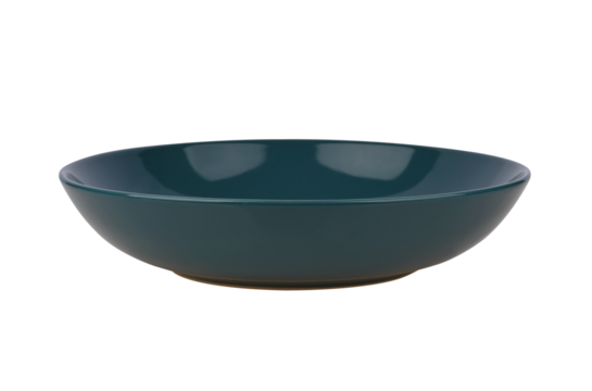 Round Dark green ceramic plate on transparent png