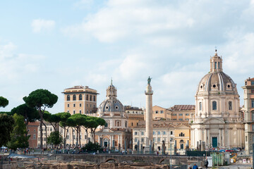view of Rome from Via dei Fori Imperiali (Imperial Forums)