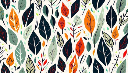 Leaf Pattern in Scandinavian Art Style Background Wallpaper