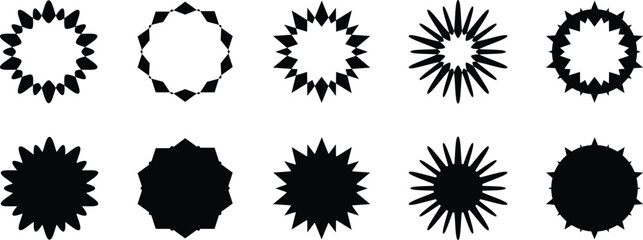 Set Of Sale Sticker, Retro Stars, Sunburst., Price sticker, sale sticker, price tag, starburst, quality mark, retro silhouette. Sunburst retro sale badge Vector