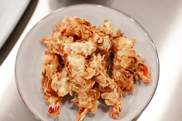 almond fried tempura shrimp asia