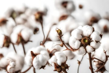 Cotton flower isolated on white background, full depth of field