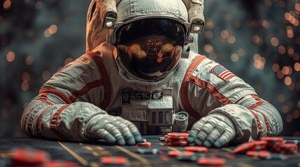 astronaut astronaut plays casino cards. Generative AI