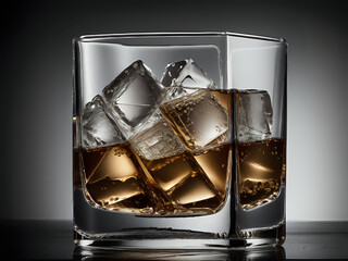 Whiskey on the Rocks im eckigen Glas