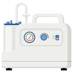 Medical equipment, emergency aspirator portable suction device used to remove fluids or obstructions from person airway in an emergency situation. Flat design