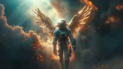 Foto op Plexiglas astronaut astronaut with angel wings. Generative AI © Dzmitry