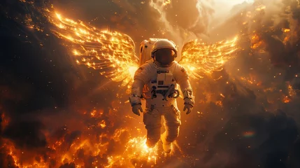 Fotobehang astronaut astronaut with angel wings. Generative AI © Dzmitry