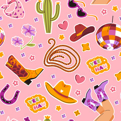 Playful Western Seamless Pink Pattern