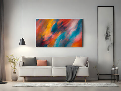 abstraktes Bild über einen hellen Sofa