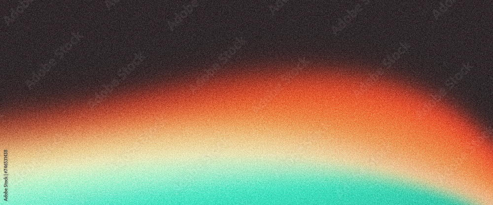 Canvas Prints grainy teal orange dark gradient wave background abstract vibrant retro style noise texture banner d