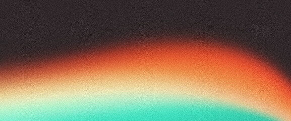 Grainy teal orange dark gradient wave background abstract vibrant retro style noise texture banner design copy space
