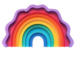Rainbow Colorful 3D Render on transparent  Background .