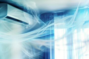 waves of fresh clean air in the apartment. Clean air from the air conditioner - obrazy, fototapety, plakaty