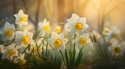 daffodils in spring, generative ai