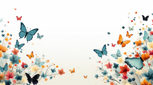 Fototapeta Abstract multi-colored butterflies and flowers for background design. nature concept