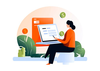Online digital payment processing - eCommerce mobile banking - marketplace business - shopping cart illustration
