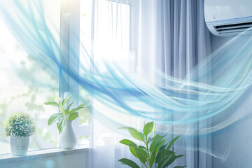waves of fresh clean air in the apartment. Clean air from the air conditioner