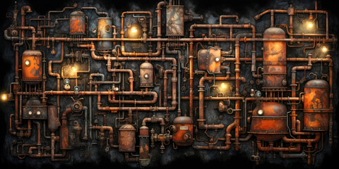 Industrial steampunk theme background
 - obrazy, fototapety, plakaty