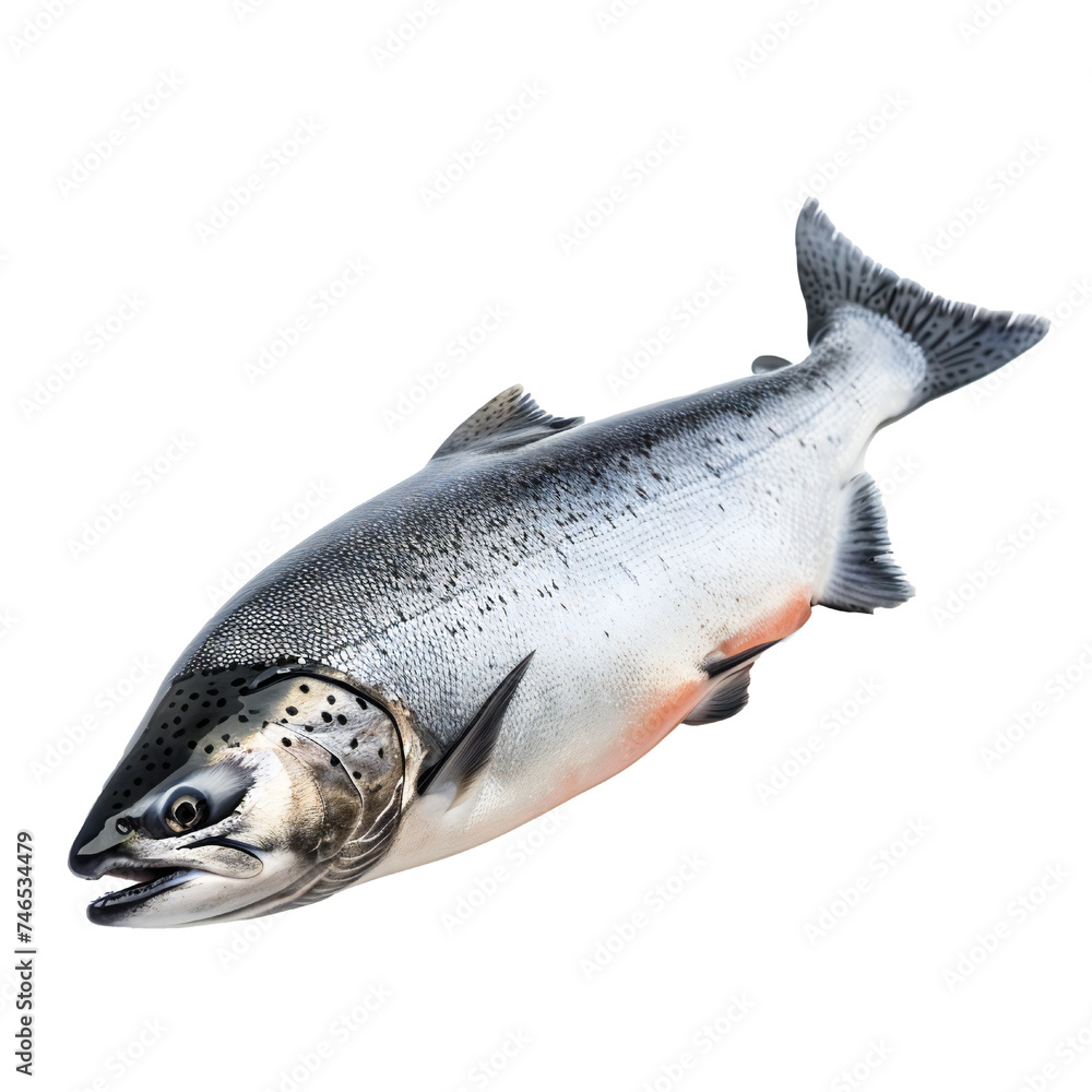 Wall mural Salmon fish isolated on transparent background Generative Ai 