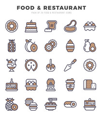 Food and Restaurant. Two Color icons Pack. vector illustration.