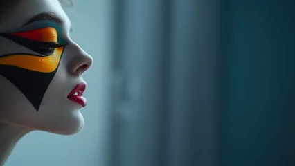 Hübsche Model Frau Gesicht mit edler bunter Bodypainting Bemalung © www.freund-foto.de