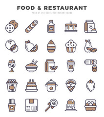 Food and Restaurant elements. Two Color web icon set. Simple vector illustration.
