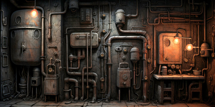 Industrial steampunk theme background
