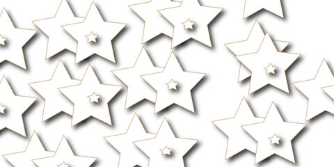 Abstract seamless pattern of randomly arranged gray stars with soft shadows on white background. Grey and white paper stars abstract corporate background. Vector design.