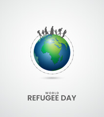 world refugee day, save refugee, Refugee families near the fence- International Migrants Day.